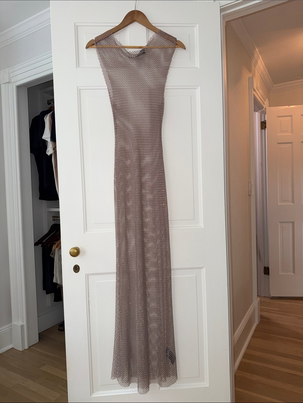 Silence + Noise Taupe Mesh Accessory with Iridescent Sequins